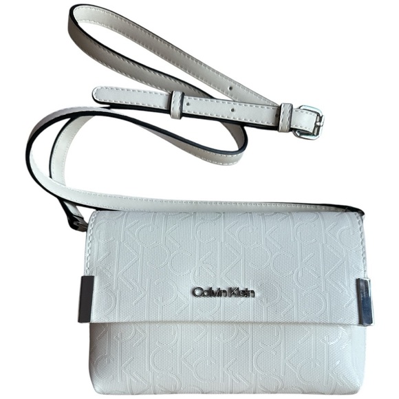 Calvin Klein White Crossbody Bag with Adjustable Strap and Flap Closure MSRP 128 - Picture 4 of 7